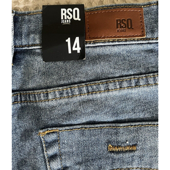 RSQ Boys Tokyo Super Skinny Jeans Medium Wash Blue Whiskered Size 14 New - Picture 4 of 10
